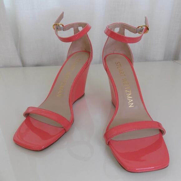 Stuart Weitzman Nudistcurve 85 Wedge Heels Salmon Womens 6 Like New - Picture 2 of 12